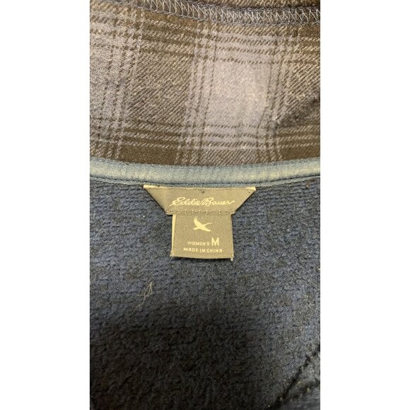 Eddie Bauer M Knit Outdoor Hiking Lightweight Casual Jacket Blue Plaid - Picture 4 of 8